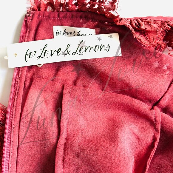 FOR LOVE & LEMONS Holiday Lace Midi Dress In Pink NWT - Picture 12 of 13